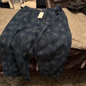 Love Blue Floral Wide Leg Jeans